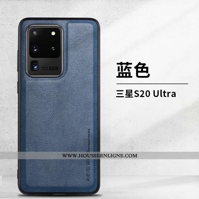 Housse Samsung Galaxy S20 Ultra Fluide Doux Protection Étui Ultra Étoile Business Coque Bleu