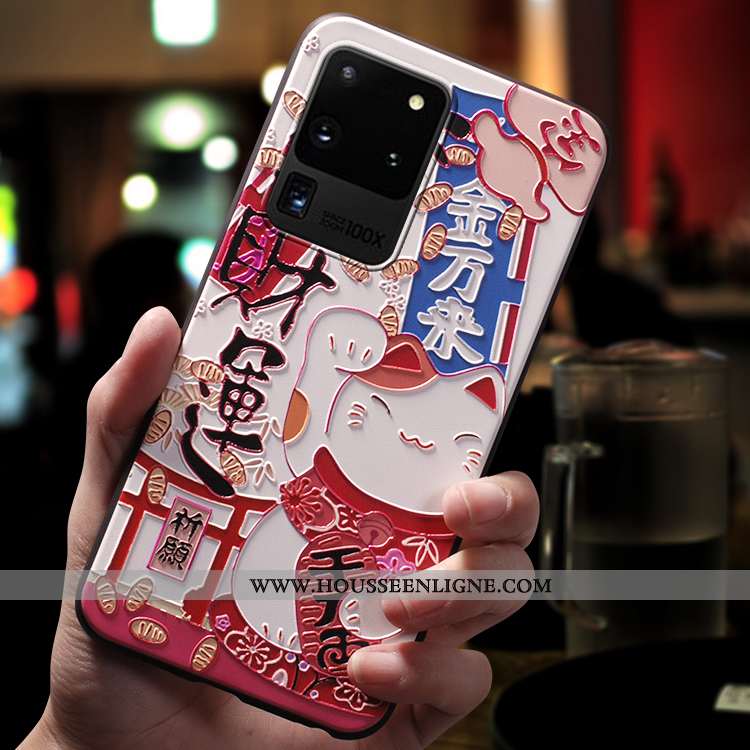 Housse Samsung Galaxy S20 Ultra Fluide Doux Silicone Coque Délavé En Daim Légère Ultra Tendance Rose