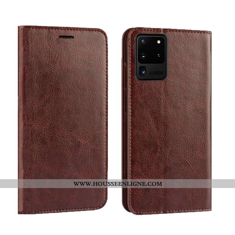 Housse Samsung Galaxy S20 Ultra Luxe Cuir Véritable Téléphone Portable Nouveau Qualité Étui Coque Bl