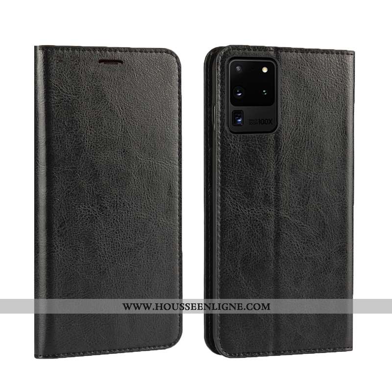 Housse Samsung Galaxy S20 Ultra Luxe Cuir Véritable Téléphone Portable Nouveau Qualité Étui Coque Bl