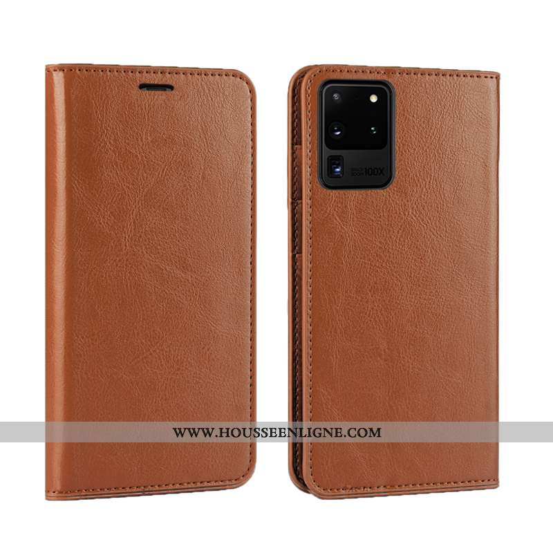 Housse Samsung Galaxy S20 Ultra Luxe Cuir Véritable Téléphone Portable Nouveau Qualité Étui Coque Bl