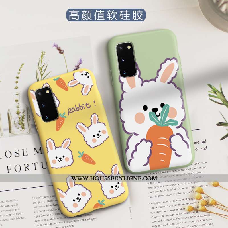 Housse Samsung Galaxy S20 Ultra Légère Fluide Doux Étoile Petit Téléphone Portable Lapin Verte