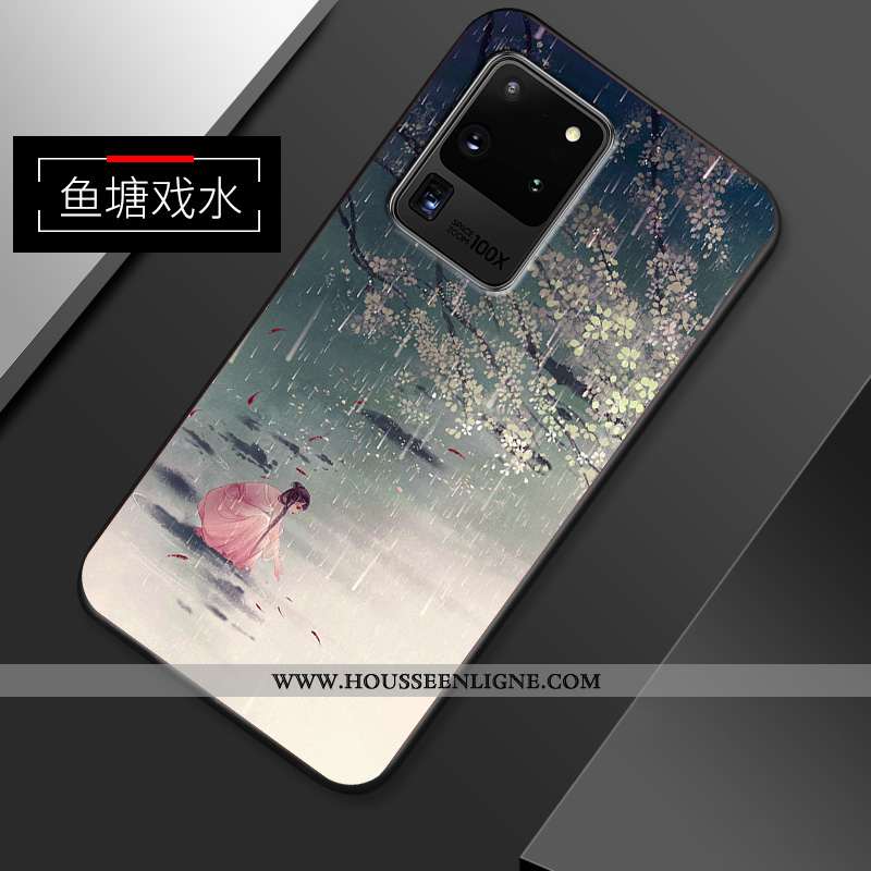Housse Samsung Galaxy S20 Ultra Personnalité Créatif Incassable Fluide Doux Coque Étui Tendance Bleu