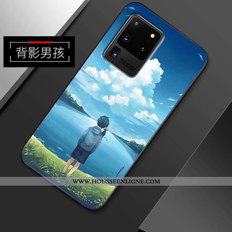 Housse Samsung Galaxy S20 Ultra Personnalité Créatif Incassable Fluide Doux Coque Étui Tendance Bleu