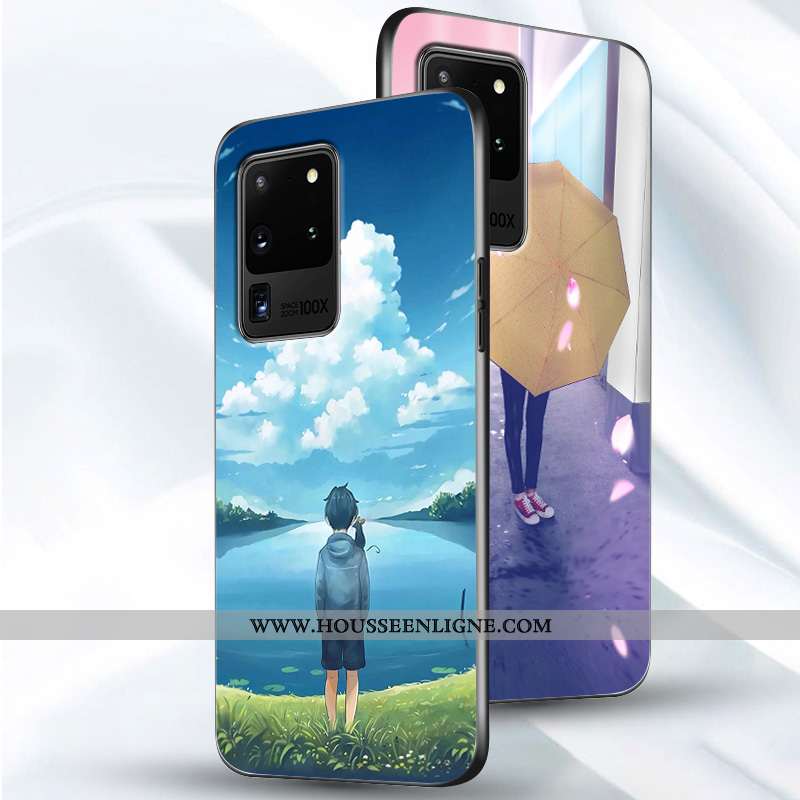 Housse Samsung Galaxy S20 Ultra Personnalité Créatif Incassable Fluide Doux Coque Étui Tendance Bleu