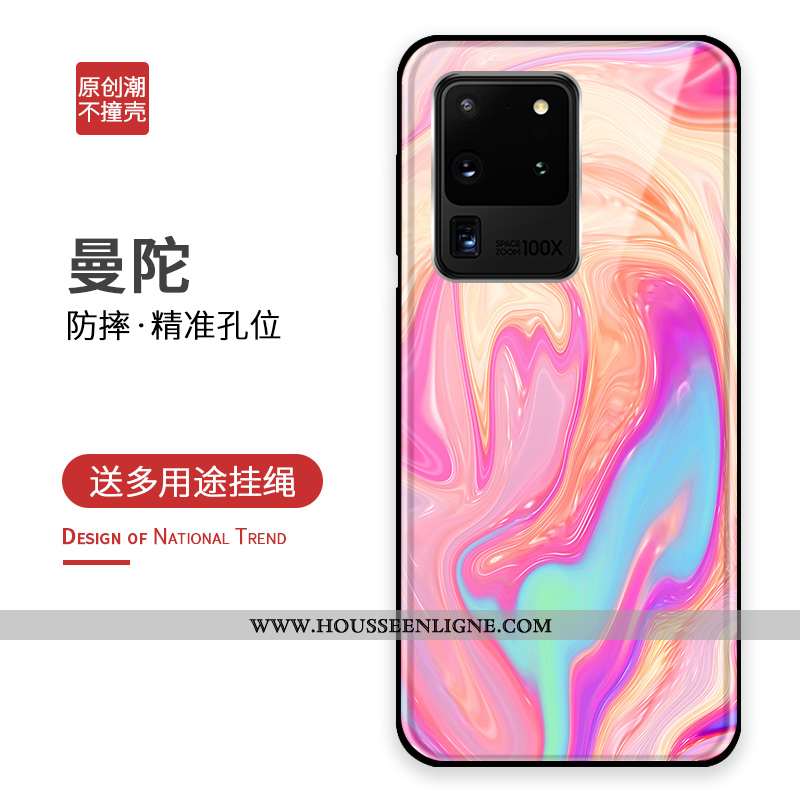 Housse Samsung Galaxy S20 Ultra Personnalité Silicone Étui Verre Bleu Marin Tout Compris Protection 