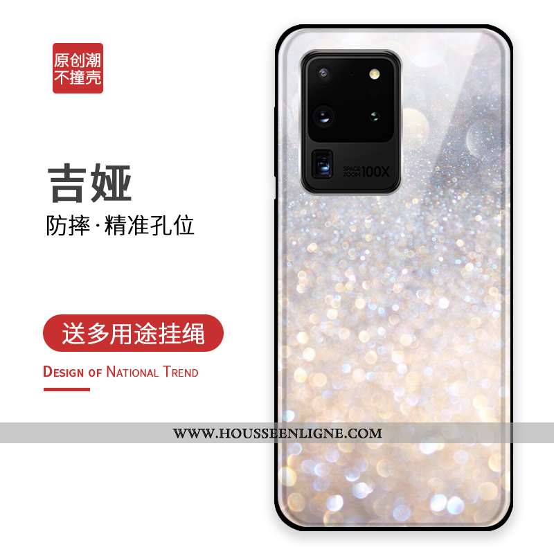 Housse Samsung Galaxy S20 Ultra Personnalité Silicone Étui Verre Bleu Marin Tout Compris Protection 