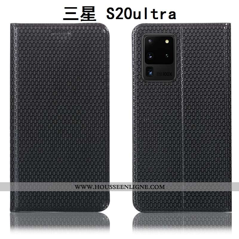 Housse Samsung Galaxy S20 Ultra Protection Cuir Véritable Incassable Coque Tout Compris Marron Étoil