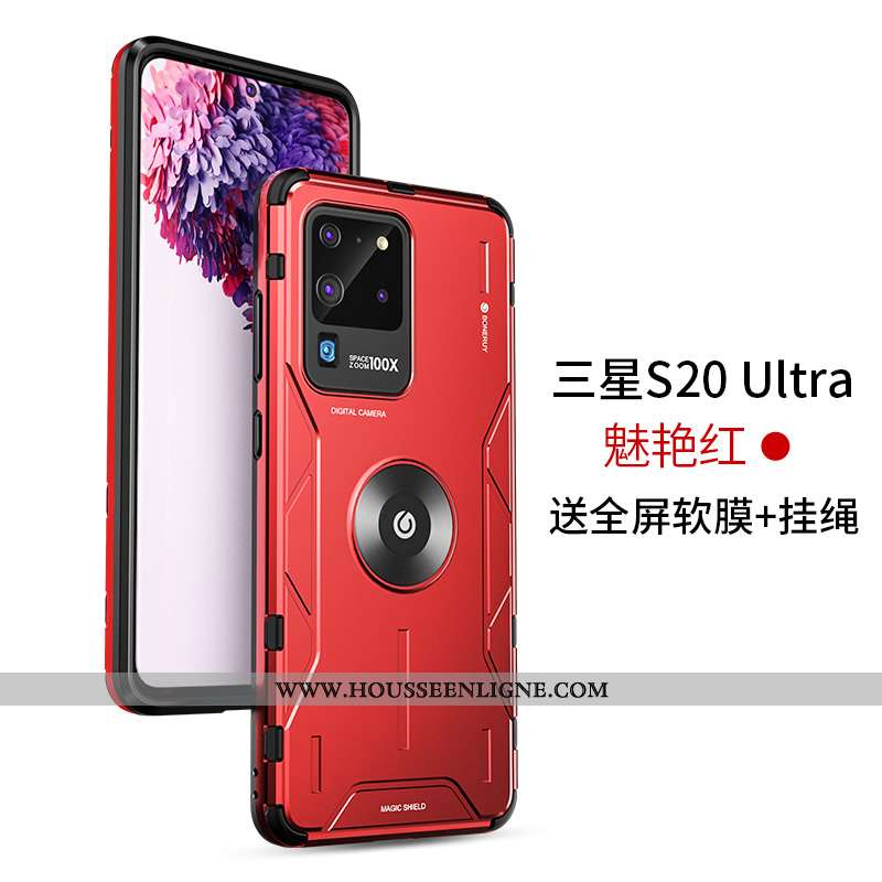 Housse Samsung Galaxy S20 Ultra Silicone Protection Incassable Ballon Difficile Métal Légère Rouge