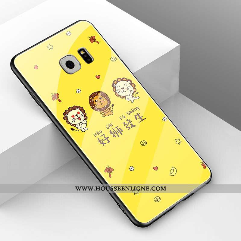 Housse Samsung Galaxy S6 Dessin Animé Tendance Étoile Net Rouge Étui Simple Fluide Doux Jaune