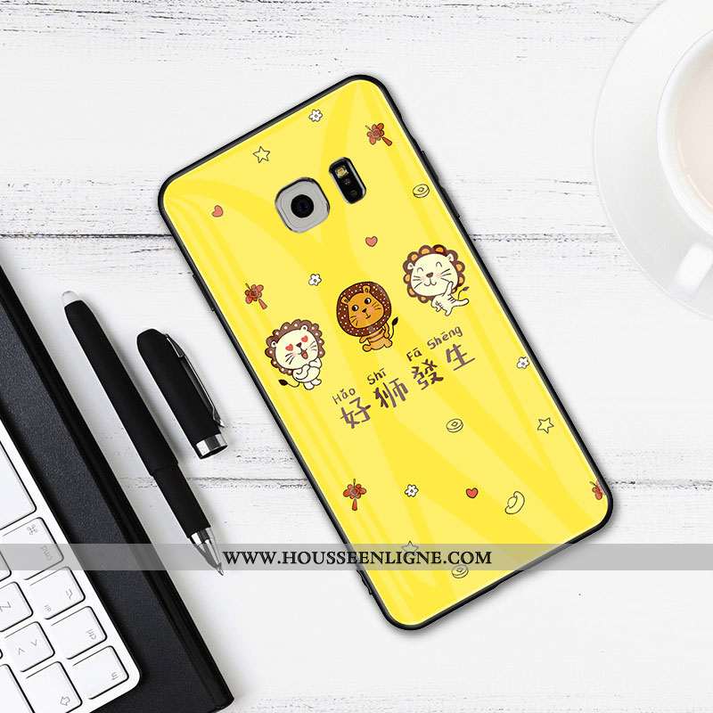 Housse Samsung Galaxy S6 Dessin Animé Tendance Étoile Net Rouge Étui Simple Fluide Doux Jaune