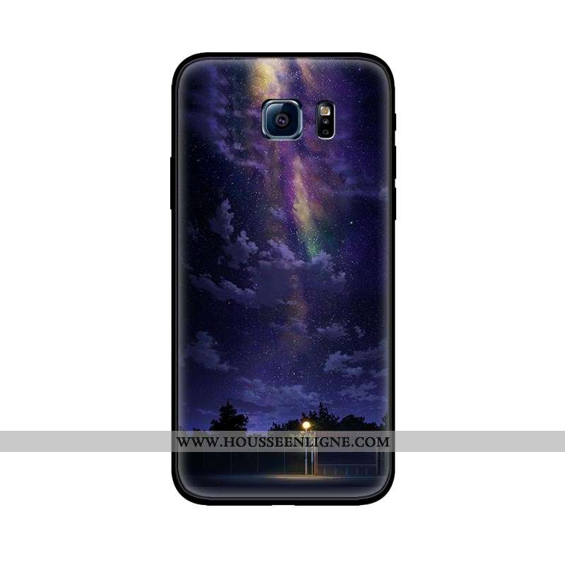 Housse Samsung Galaxy S6 Délavé En Daim Personnalité Étoile Tout Compris Incassable Violet Fluide Do