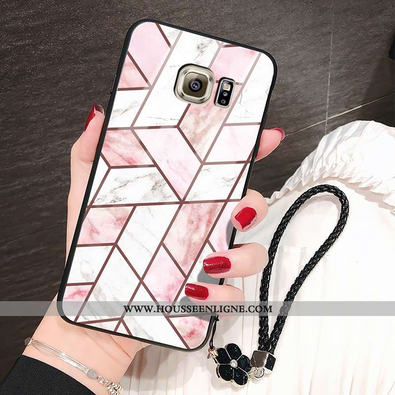 Housse Samsung Galaxy S6 Edge Fluide Doux Mode Étui Verre Géométrie Étoile Amoureux Verte
