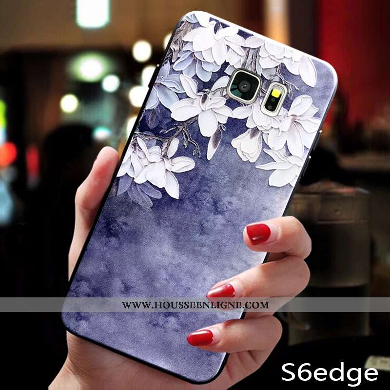Housse Samsung Galaxy S6 Edge Fluide Doux Silicone Étoile Étui Tout Compris Bleu Net Rouge