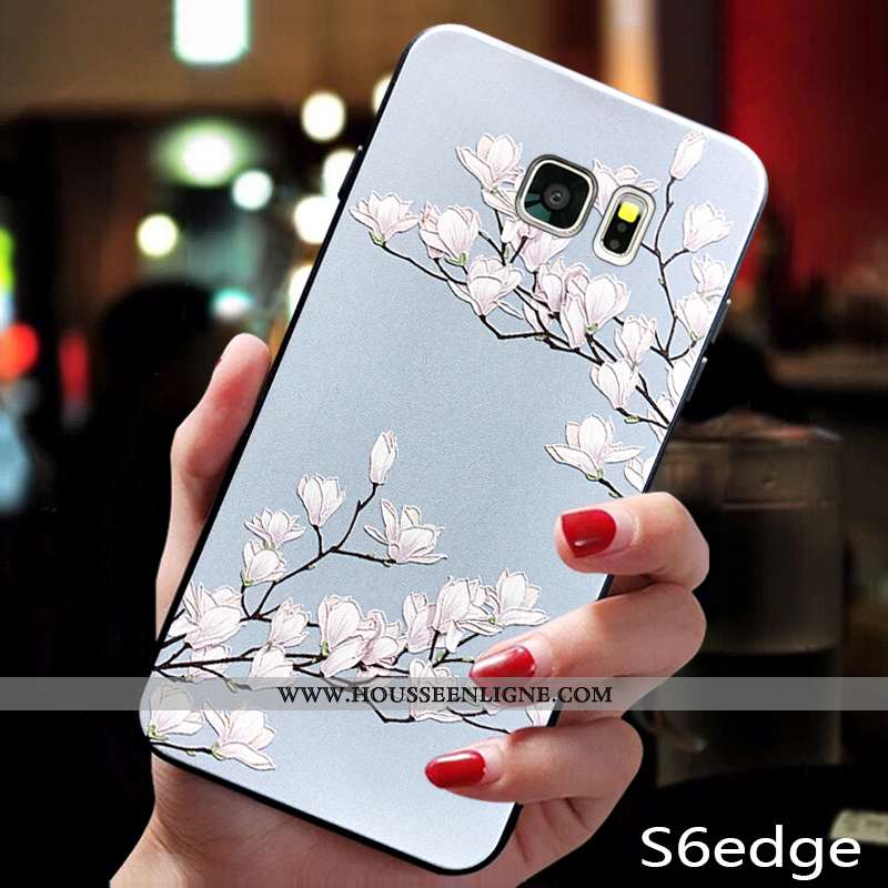 Housse Samsung Galaxy S6 Edge Fluide Doux Silicone Étoile Étui Tout Compris Bleu Net Rouge