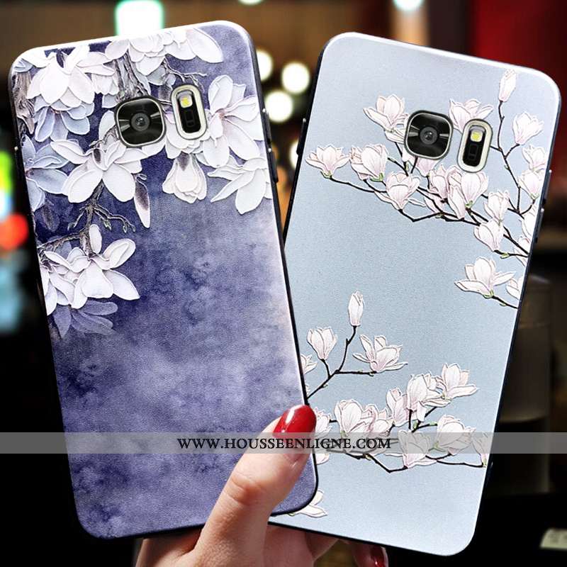 Housse Samsung Galaxy S6 Edge Fluide Doux Silicone Étoile Étui Tout Compris Bleu Net Rouge