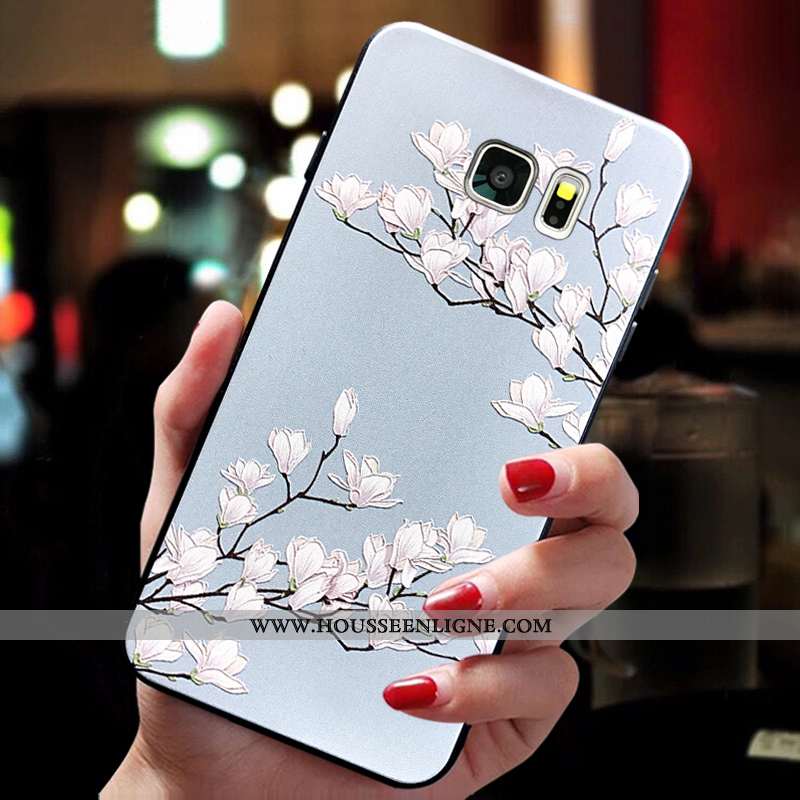 Housse Samsung Galaxy S6 Edge Fluide Doux Silicone Étoile Étui Tout Compris Bleu Net Rouge