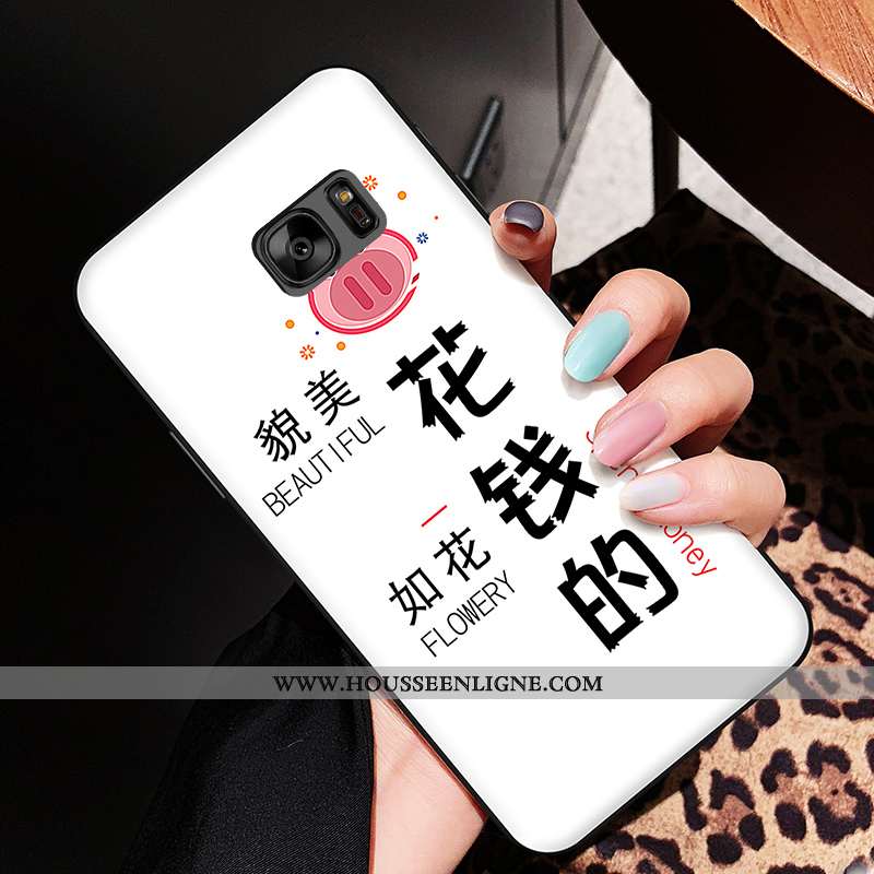 Housse Samsung Galaxy S6 Edge Silicone Dessin Animé Fluide Doux Étui Étoile Amoureux Coque Blanche