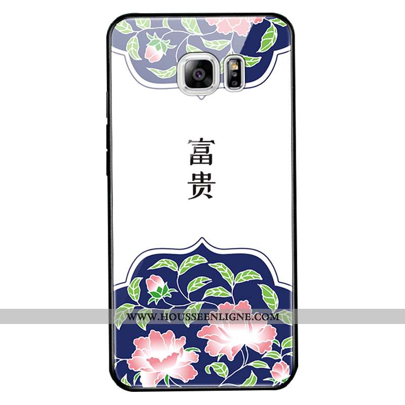Housse Samsung Galaxy S6 Edge Verre Protection Étoile Téléphone Portable Blanc Coque Étui Blanche