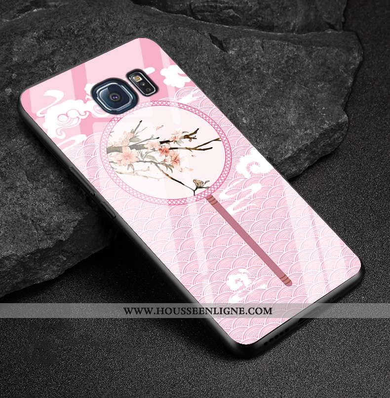 Housse Samsung Galaxy S6 Edge Verre Protection Étoile Téléphone Portable Blanc Coque Étui Blanche