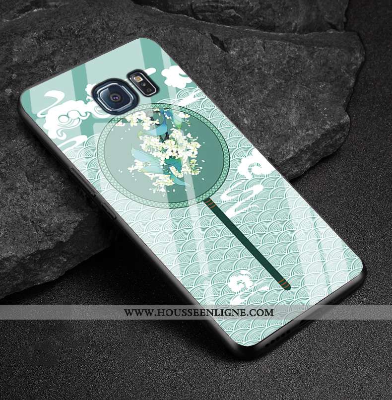 Housse Samsung Galaxy S6 Edge Verre Protection Étoile Téléphone Portable Blanc Coque Étui Blanche