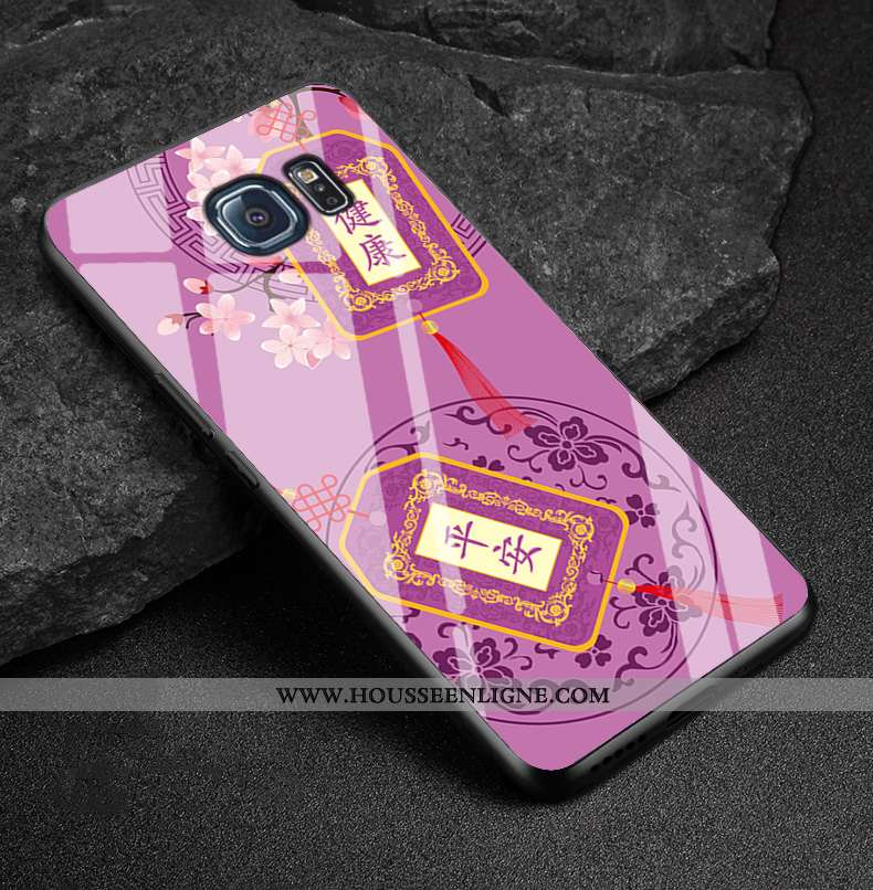 Housse Samsung Galaxy S6 Edge Verre Protection Étoile Téléphone Portable Blanc Coque Étui Blanche