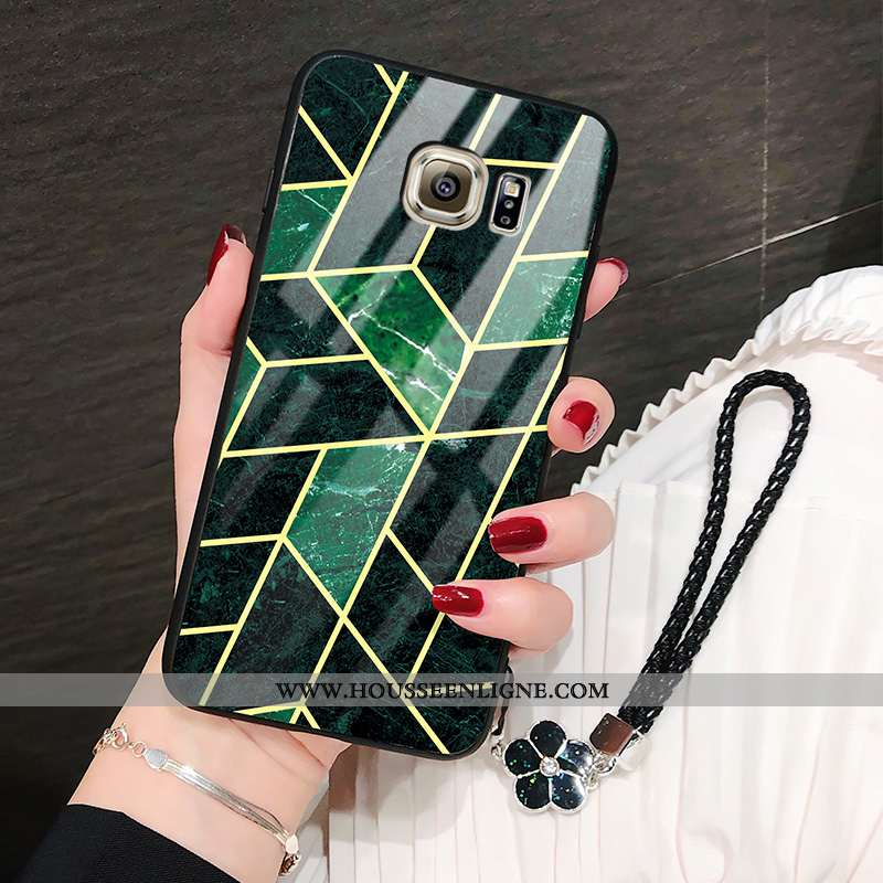 Housse Samsung Galaxy S6 Protection Verre Mode Amoureux Vert Légère Téléphone Portable Verte