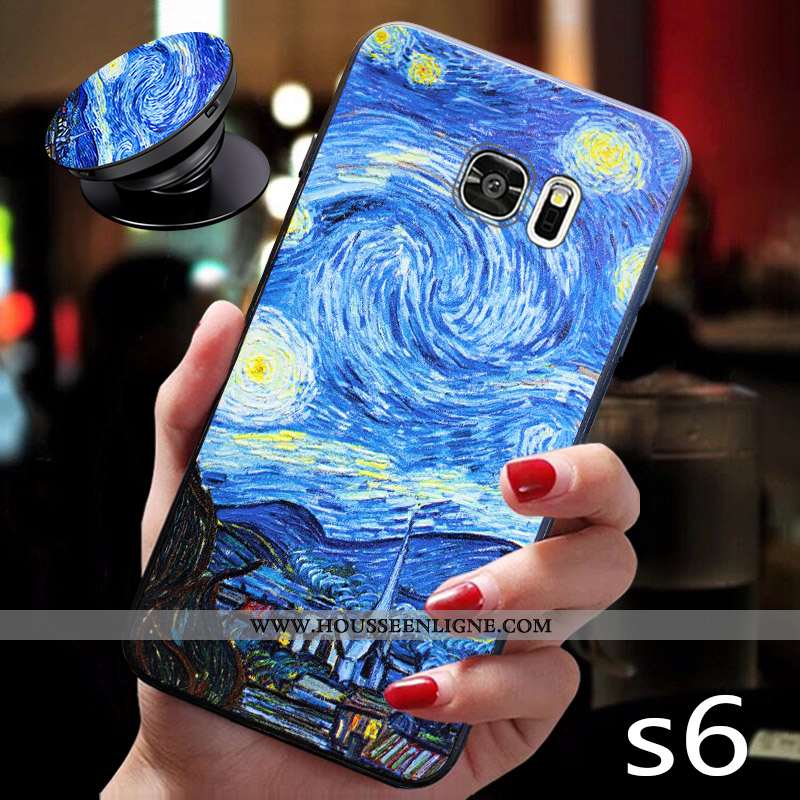 Housse Samsung Galaxy S6 Tendance Fluide Doux Amoureux Personnalité Tout Compris Coque Silicone Bleu