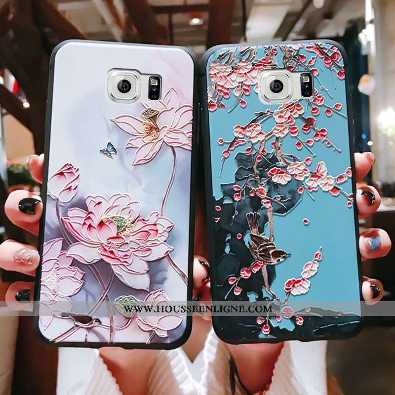 Housse Samsung Galaxy S6 Ultra Tendance Tout Compris Style Chinois Bleu Fluide Doux Téléphone Portab