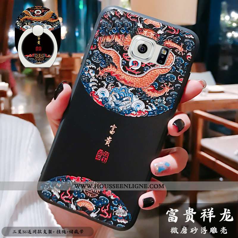 Housse Samsung Galaxy S6 Ultra Tendance Tout Compris Style Chinois Bleu Fluide Doux Téléphone Portab