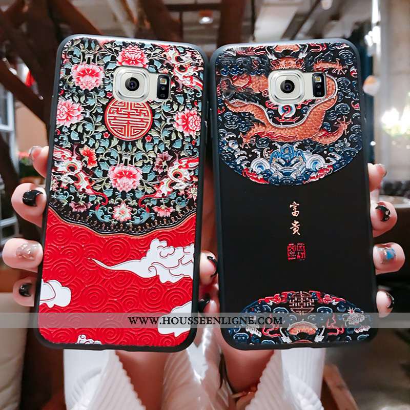 Housse Samsung Galaxy S6 Ultra Tendance Tout Compris Style Chinois Bleu Fluide Doux Téléphone Portab