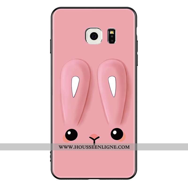 Housse Samsung Galaxy S6 Verre Personnalité Coque Tendance Lapin Dessin Animé Étoile Rose