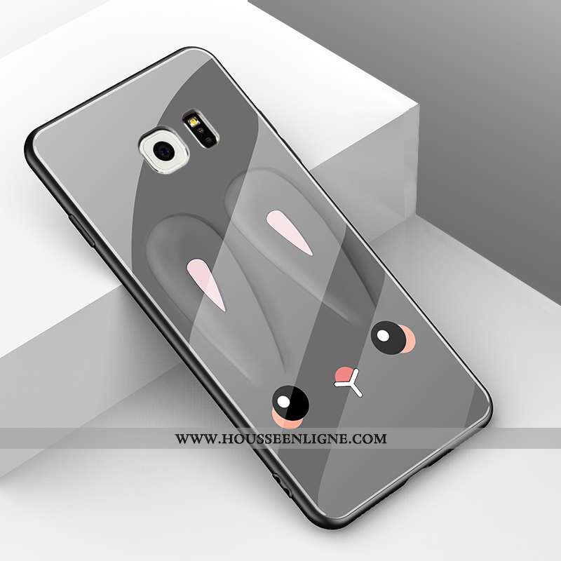 Housse Samsung Galaxy S6 Verre Personnalité Coque Tendance Lapin Dessin Animé Étoile Rose