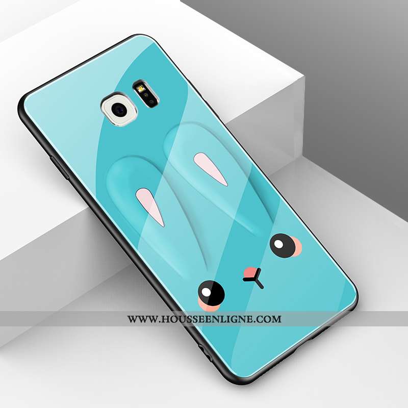 Housse Samsung Galaxy S6 Verre Personnalité Coque Tendance Lapin Dessin Animé Étoile Rose