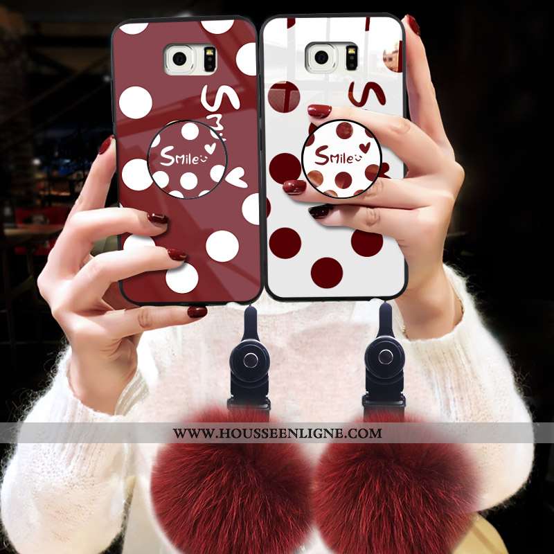 Housse Samsung Galaxy S6 Verre Tendance Étui Difficile Rouge Coque Téléphone Portable