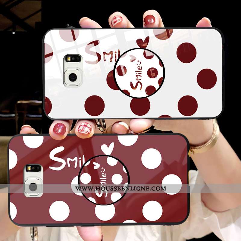 Housse Samsung Galaxy S6 Verre Tendance Étui Difficile Rouge Coque Téléphone Portable