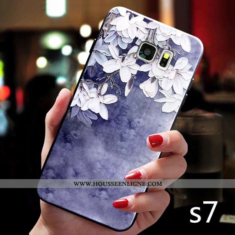 Housse Samsung Galaxy S7 Créatif Tendance Bleu Incassable Étui Net Rouge Tout Compris