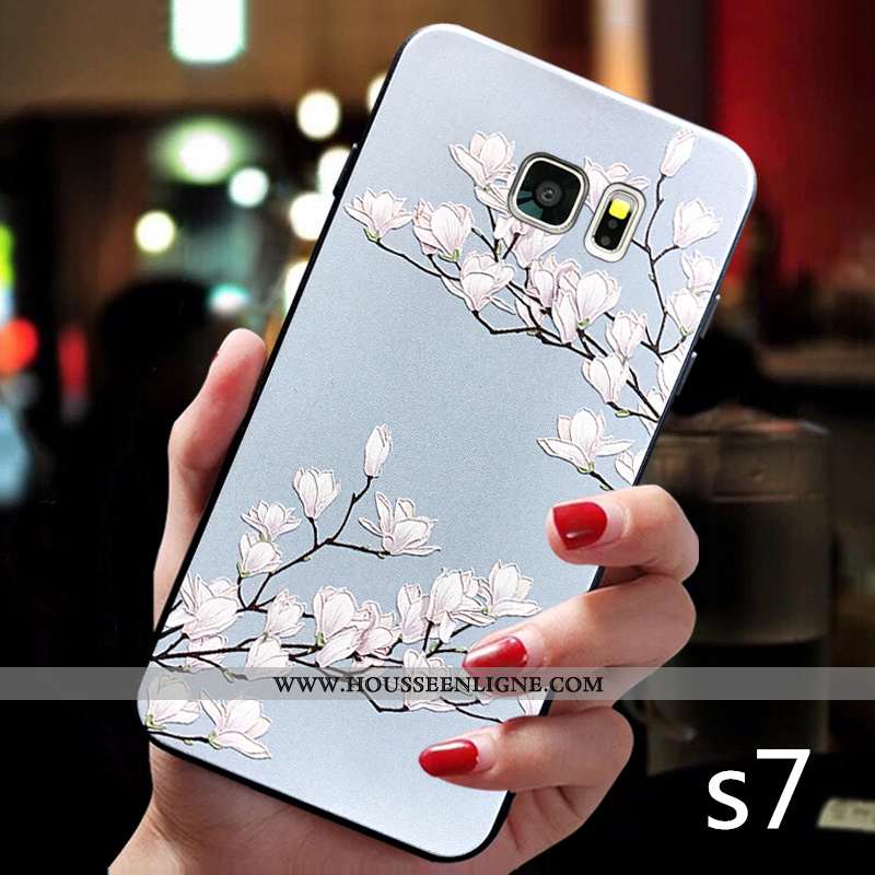 Housse Samsung Galaxy S7 Créatif Tendance Bleu Incassable Étui Net Rouge Tout Compris