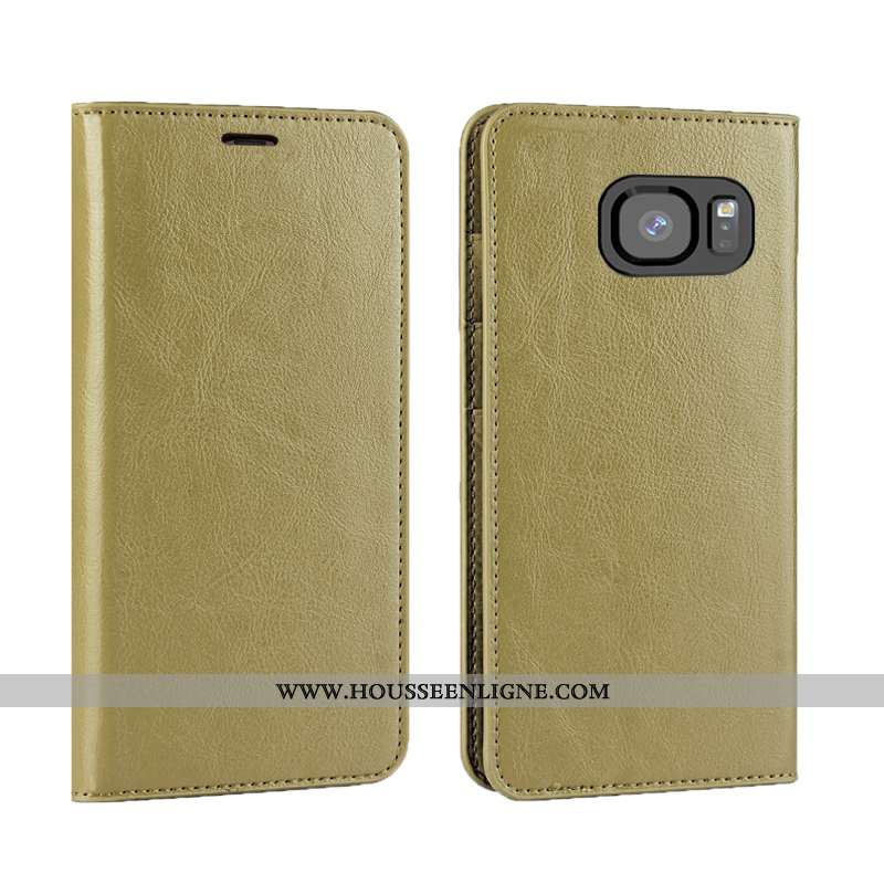 Housse Samsung Galaxy S7 Edge Cuir Véritable Cuir Bovins Qualité Tout Compris Clamshell Luxe Marron