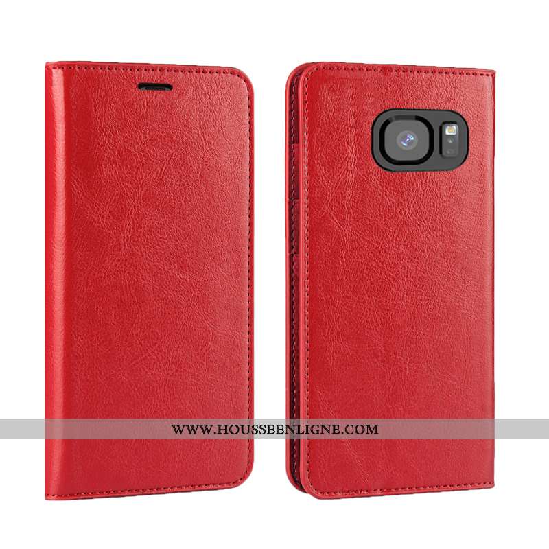Housse Samsung Galaxy S7 Edge Cuir Véritable Cuir Bovins Qualité Tout Compris Clamshell Luxe Marron