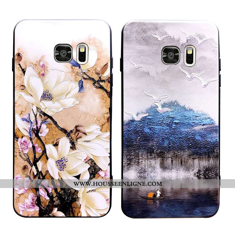 Housse Samsung Galaxy S7 Edge Délavé En Daim Ornements Suspendus Coque À Bord Fluide Doux Créatif Ma
