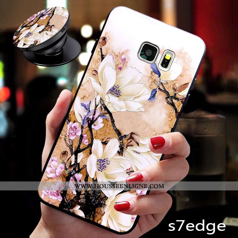 Housse Samsung Galaxy S7 Edge Délavé En Daim Ornements Suspendus Coque À Bord Fluide Doux Créatif Ma