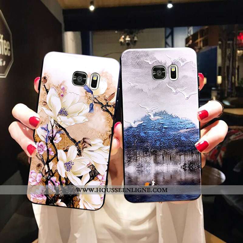 Housse Samsung Galaxy S7 Edge Délavé En Daim Ornements Suspendus Coque À Bord Fluide Doux Créatif Ma