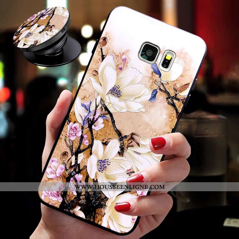 Housse Samsung Galaxy S7 Edge Délavé En Daim Ornements Suspendus Coque À Bord Fluide Doux Créatif Ma