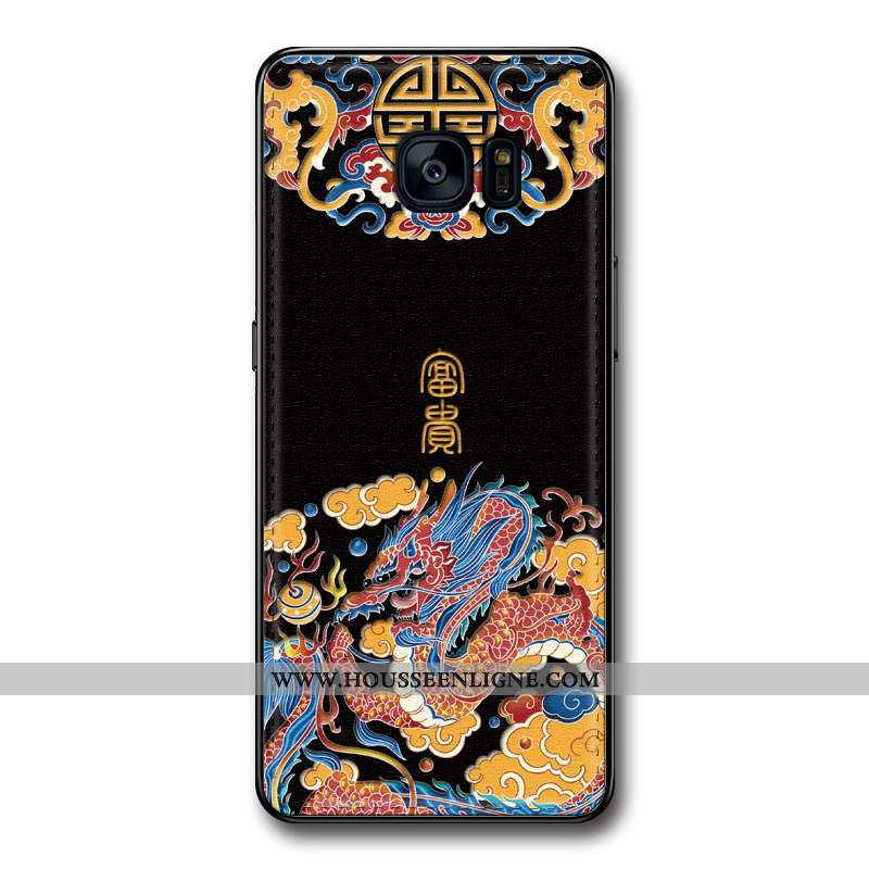 Housse Samsung Galaxy S7 Edge Silicone Mode Étui Modèle Fleurie Noir Téléphone Portable Cuir