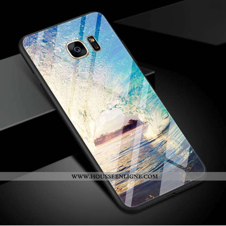 Housse Samsung Galaxy S7 Edge Simple Coque Étoile Vert Vent Téléphone Portable Clair Verte