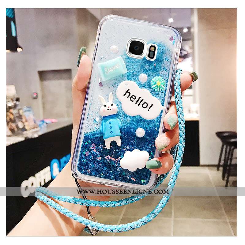 Housse Samsung Galaxy S7 Fluide Doux Silicone Net Rouge Quicksand Étoile Téléphone Portable Incassab