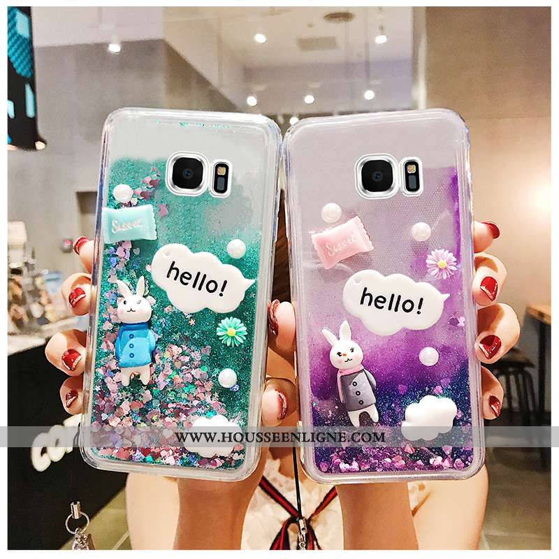 Housse Samsung Galaxy S7 Fluide Doux Silicone Net Rouge Quicksand Étoile Téléphone Portable Incassab