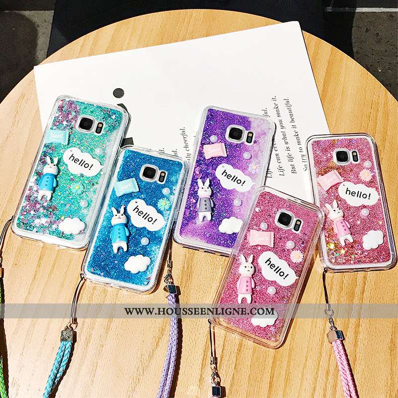 Housse Samsung Galaxy S7 Fluide Doux Silicone Net Rouge Quicksand Étoile Téléphone Portable Incassab