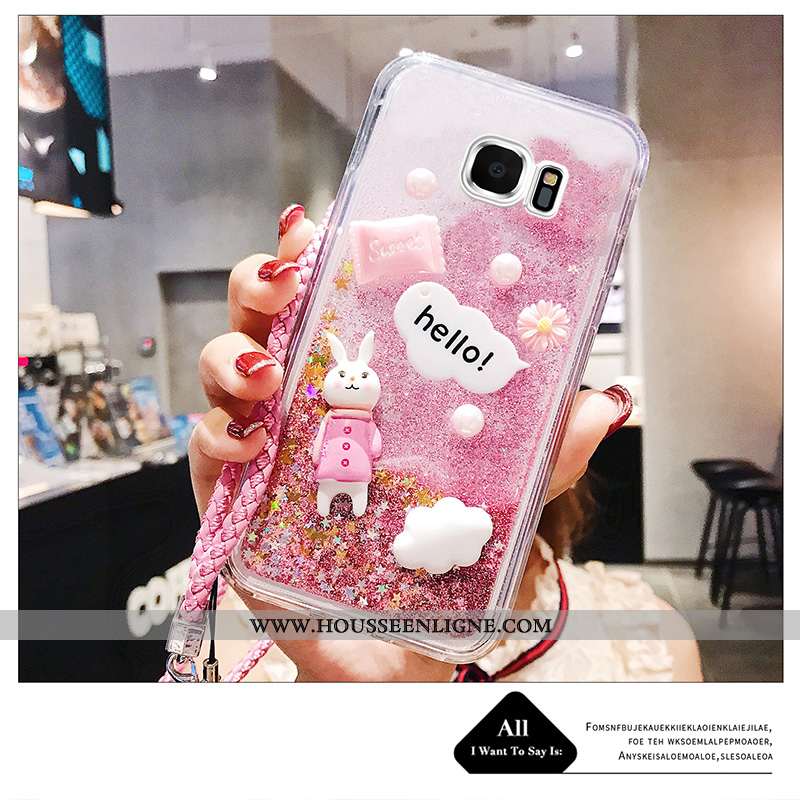 Housse Samsung Galaxy S7 Fluide Doux Silicone Net Rouge Quicksand Étoile Téléphone Portable Incassab